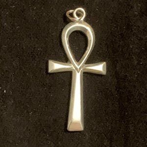 Vintage Sterling Silver Ankh Pendant Life Symbol 925 1.5 Inches 3g.